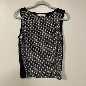 Ann Taylor LOFT‎ Black and White Geometric Print Knit Shell Tank Size S